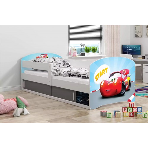 Bērnu gulta ar matraci LUKI 160x80 balts/car